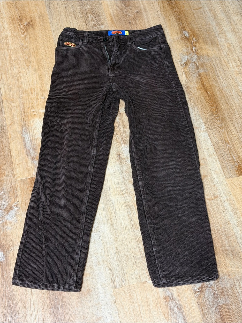 Gymbro Brown Corduroy Pants Size 27 Wide Leg 100% Cotton Y2K Skater Unisex - Picture 15 of 15